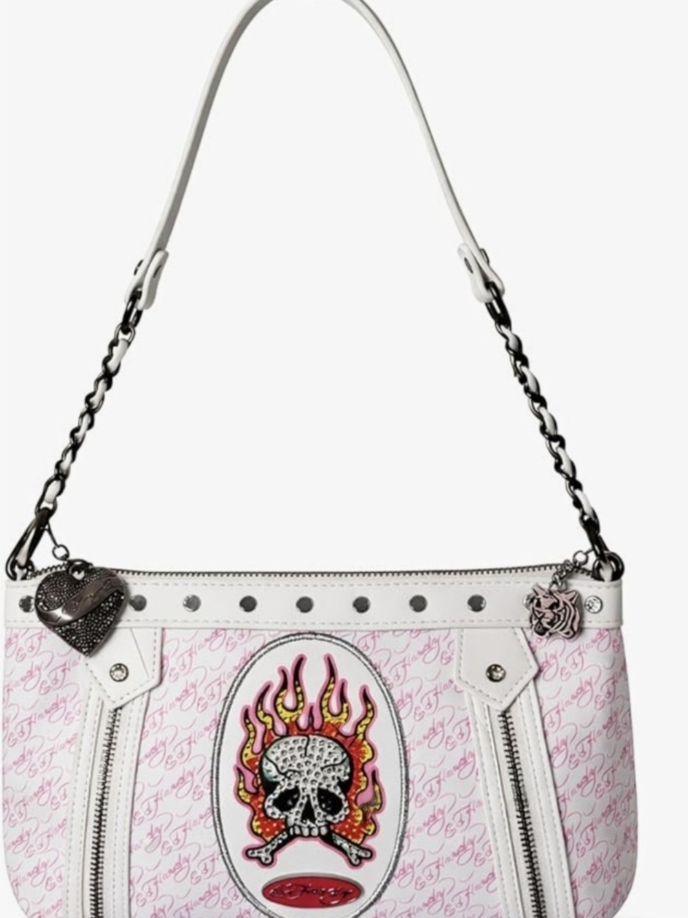 ED HARDY Women’s Shoulder Handbag with Skull Flame Graphic, Monogram - Picture 4 of 5